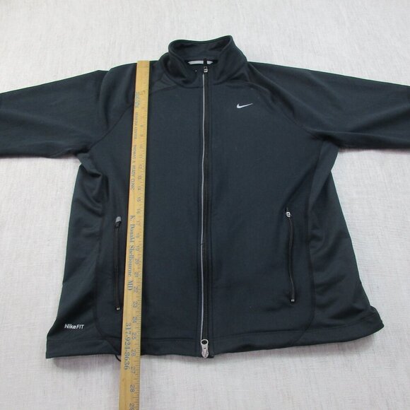 Nike Track Jacket Womens Large Dark Grey Fleece Lined Fit Dry Long Sleeve Zip-Up - Picture 8 of 11